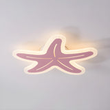 Bedroom Cute Blue Starfish Small LED Flush Mount Light Image - 5