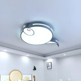 Bedroom Cute Blue Tadpole Small LED Flush Mount Light Image - 10