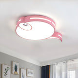 Bedroom Cute Blue Tadpole Small LED Flush Mount Light Image - 5