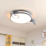 Bedroom Cute Blue Tadpole Small LED Flush Mount Light Image - 9