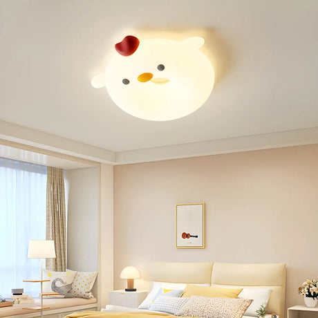 Bedroom Cute Resin Chick-Shaped LED Flush Mount Light Image - 1