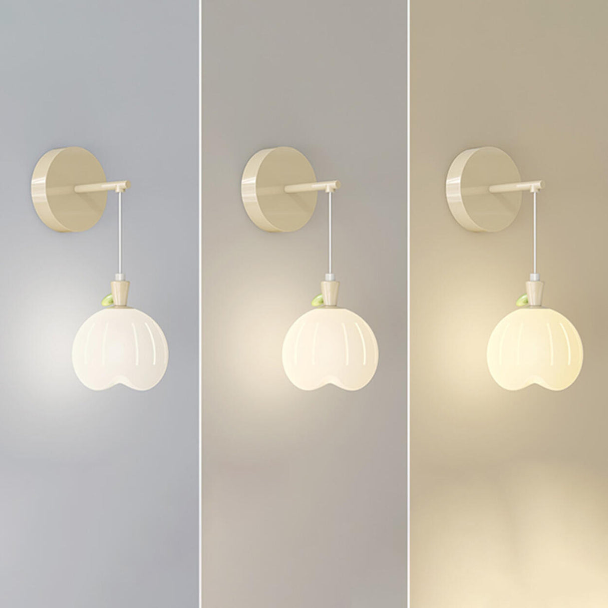 Bedroom Cute White Apple-Shaped Metal Wall Sconce Image - 12