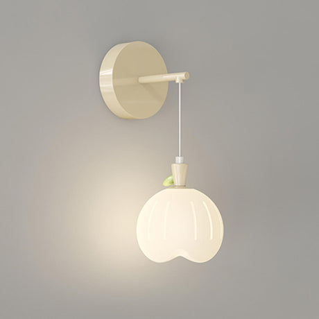 Bedroom Cute White Apple-Shaped Metal Wall Sconce Image - 2