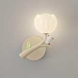 Bedroom Cute White Apple-Shaped Metal Wall Sconce Image - 3