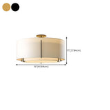 Bedroom Cylinder Textured Fabric Semi-Flush Mount Light #size