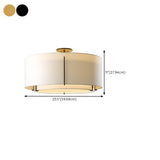 Bedroom Cylinder Textured Fabric Semi-Flush Mount Light Image - 18