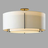 Bedroom Cylinder Textured Fabric Semi-Flush Mount Light Image - 4