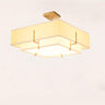 Bedroom Cylinder Textured Fabric Semi-Flush Mount Light Image - 9