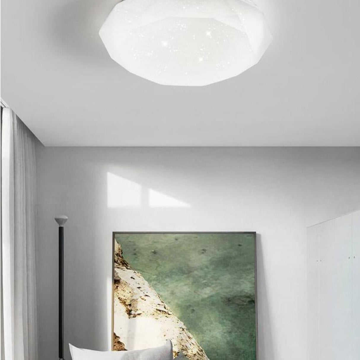 Bedroom Dimmable Faceted Gemstone LED Flush Mount Light Image - 2