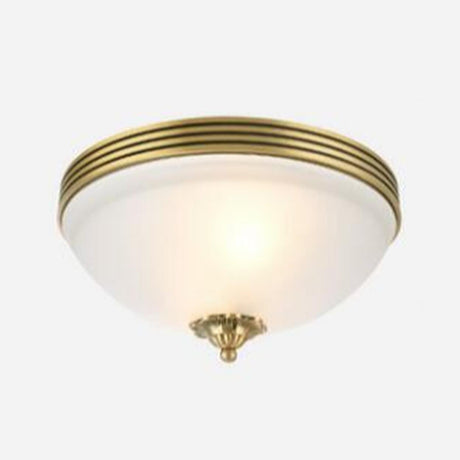 Bedroom Dome Glass Metal Flush Mount Ceiling Light Image - 2