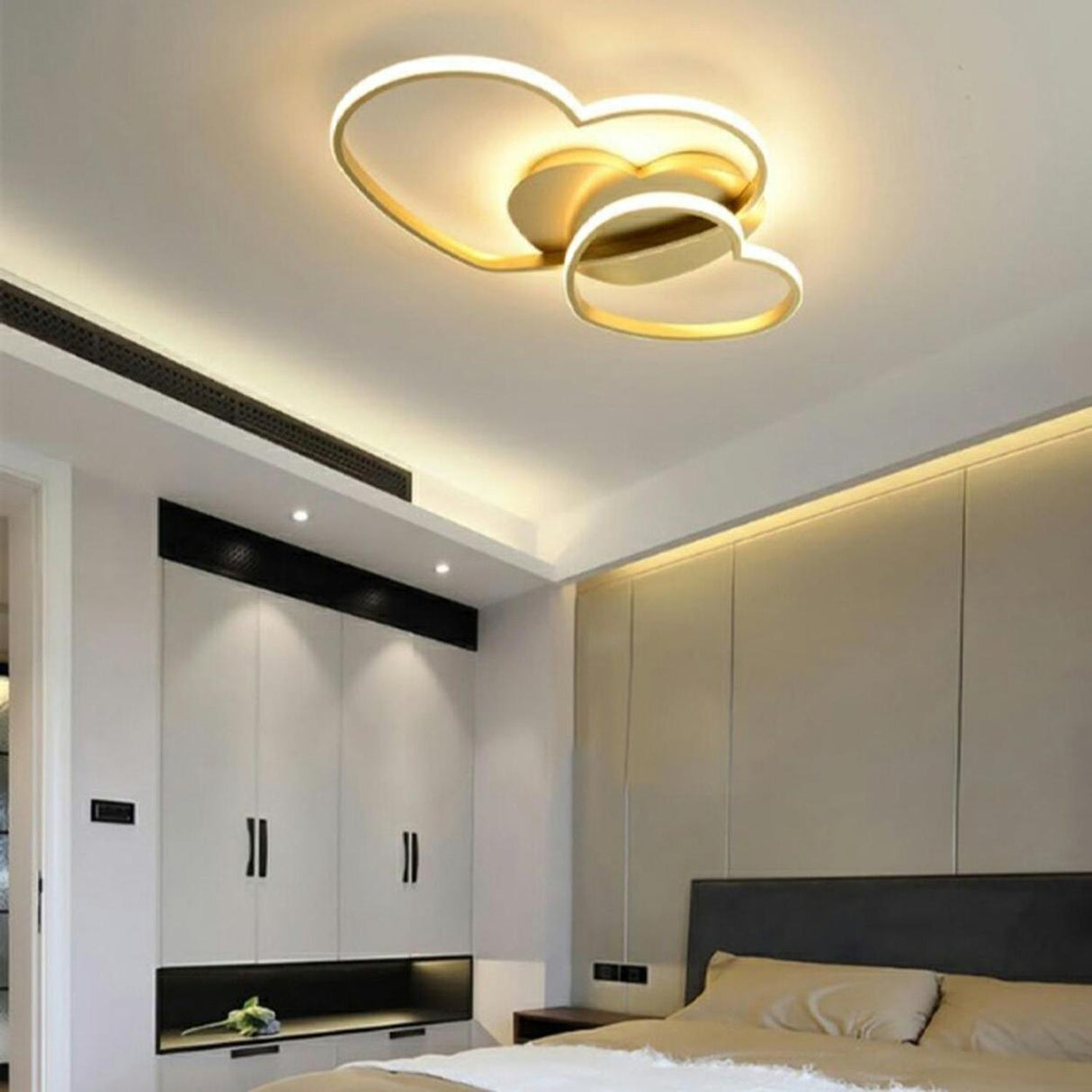 Bedroom Double Loving Heart LED Semi-Flush Mount Light Image - 4