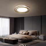 Bedroom Double Ring Metal Gold Circle Flush Mount Light Image - 1