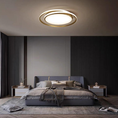 Bedroom Double Ring Metal Gold Circle Flush Mount Light Image - 2