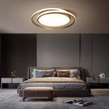 Bedroom Double Ring Metal Gold Circle Flush Mount Light Image - 3