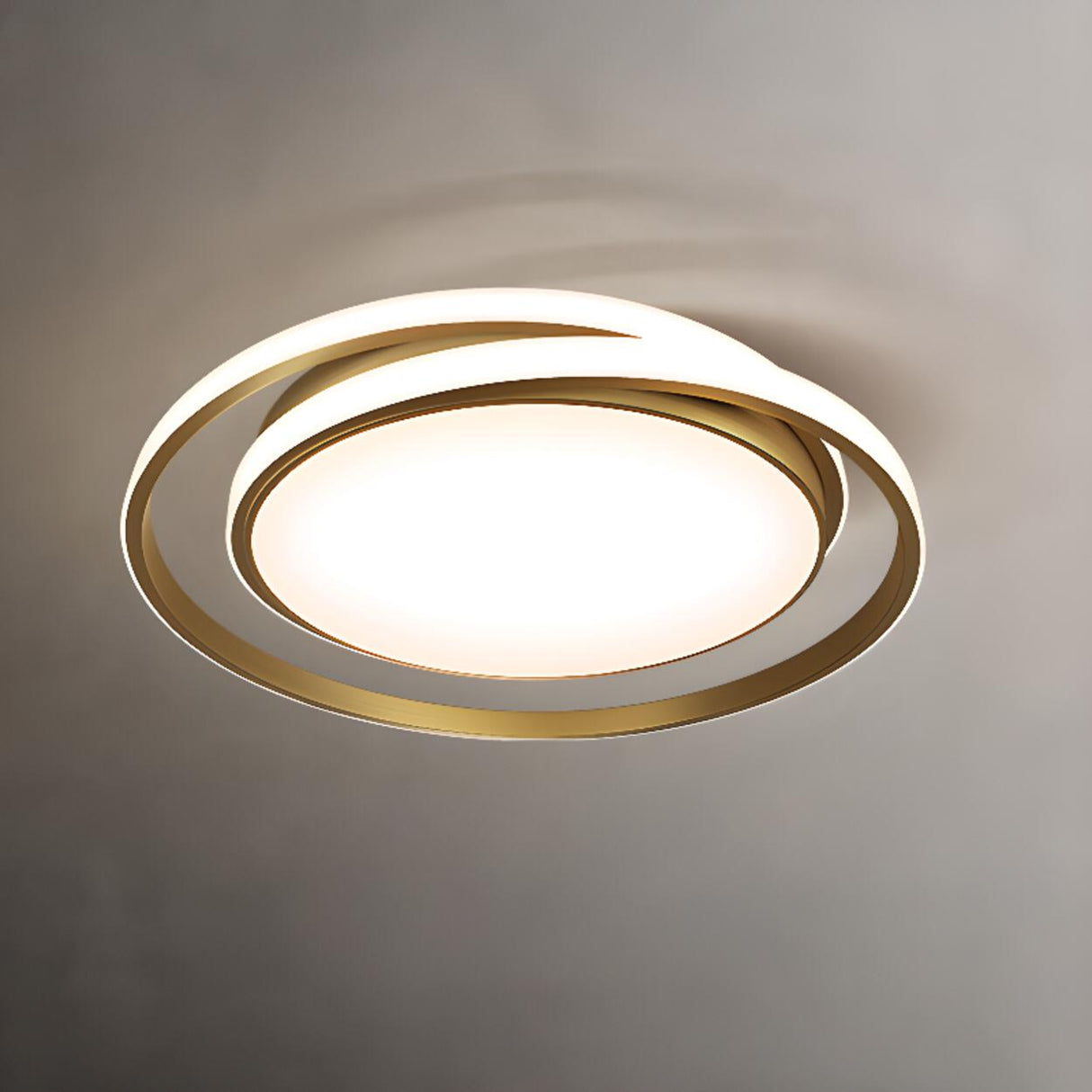 Bedroom Double Ring Metal Gold Circle Flush Mount Light Image - 4