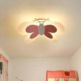 Bedroom Dreamy Pink Butterfly LED Flush Mount Light Image - 2