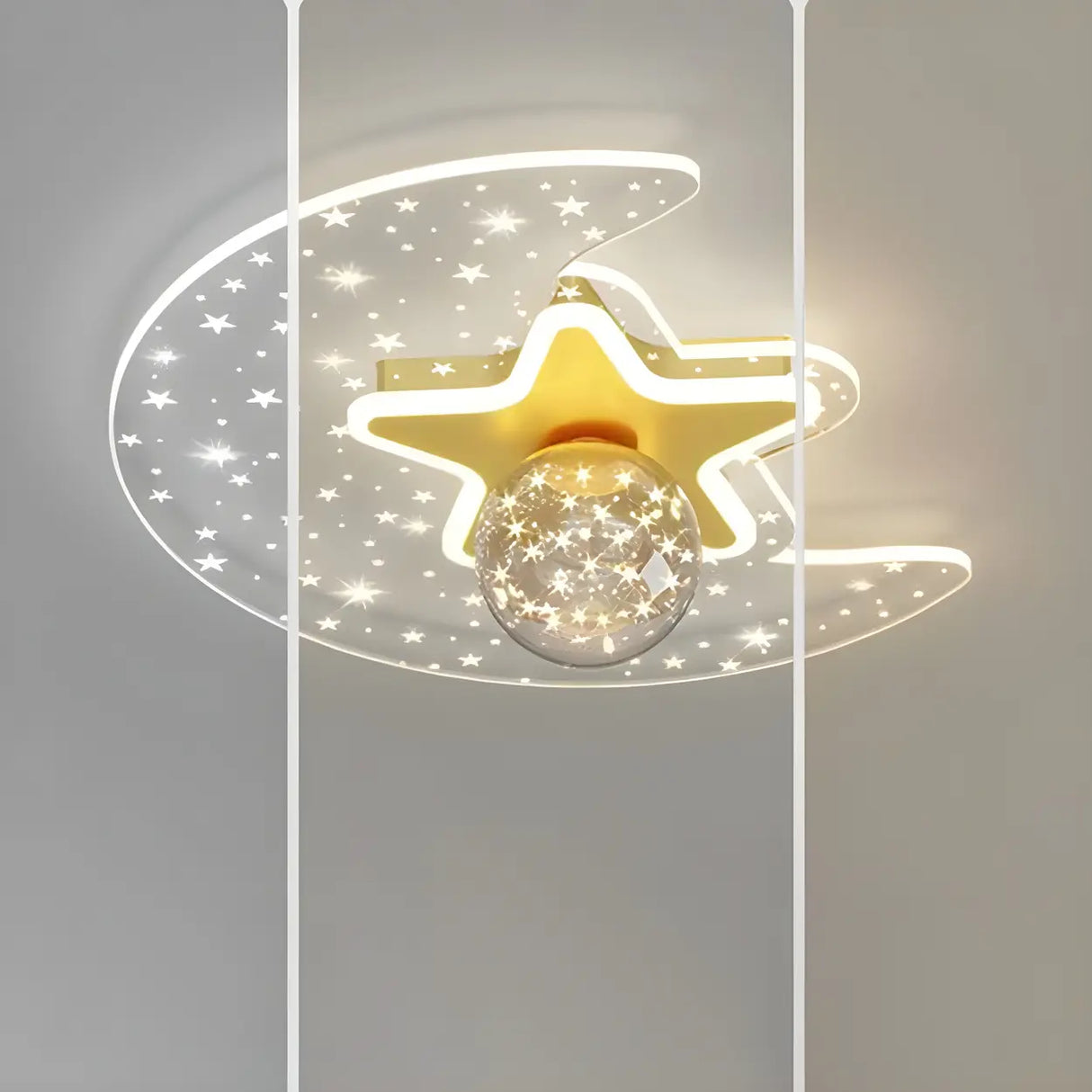 Bedroom Dreamy Star Moon LED Flush Mount Ceiling Light Image - 13