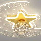 Bedroom Dreamy Star Moon LED Flush Mount Ceiling Light Image - 15