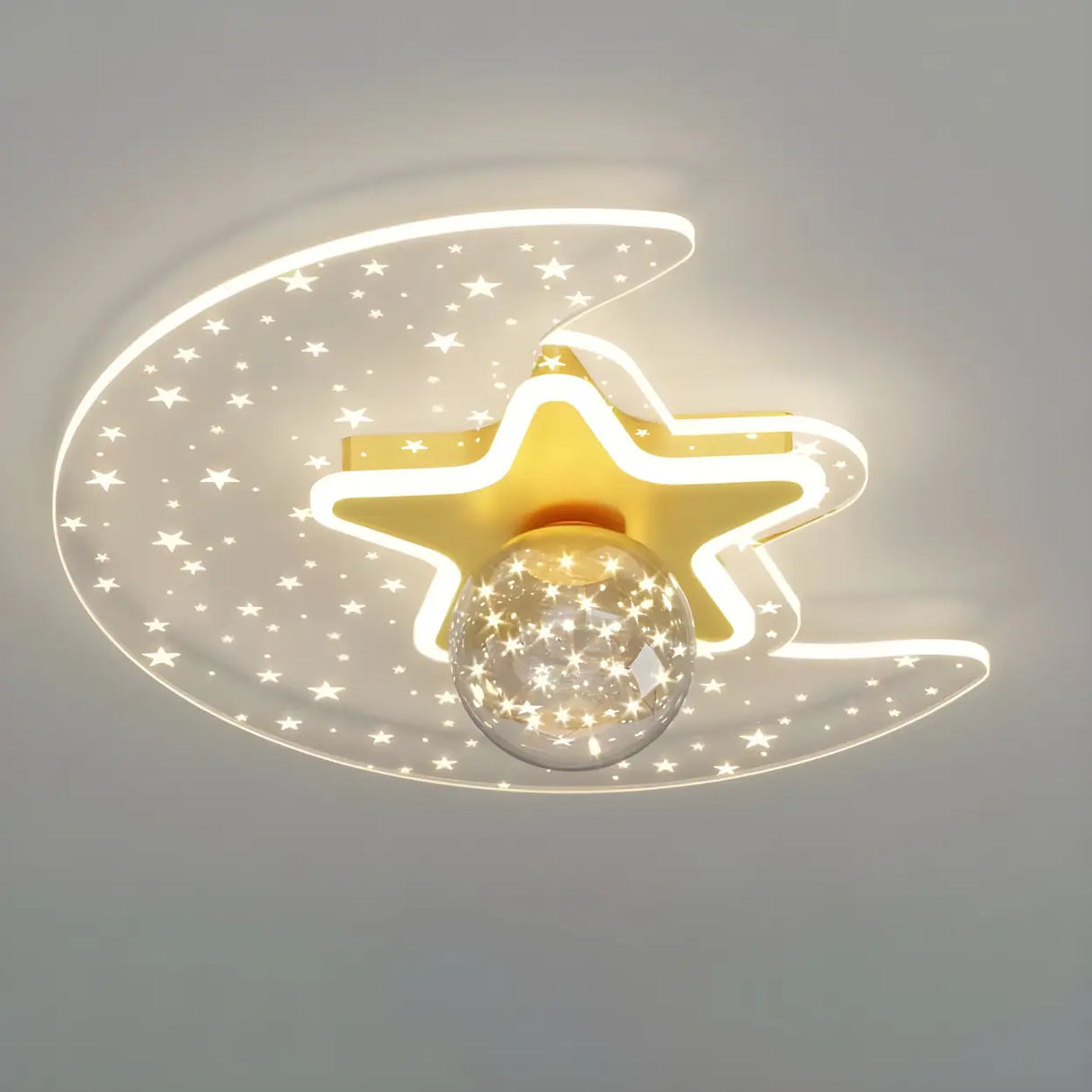 Bedroom Dreamy Star Moon LED Flush Mount Ceiling Light Image - 16