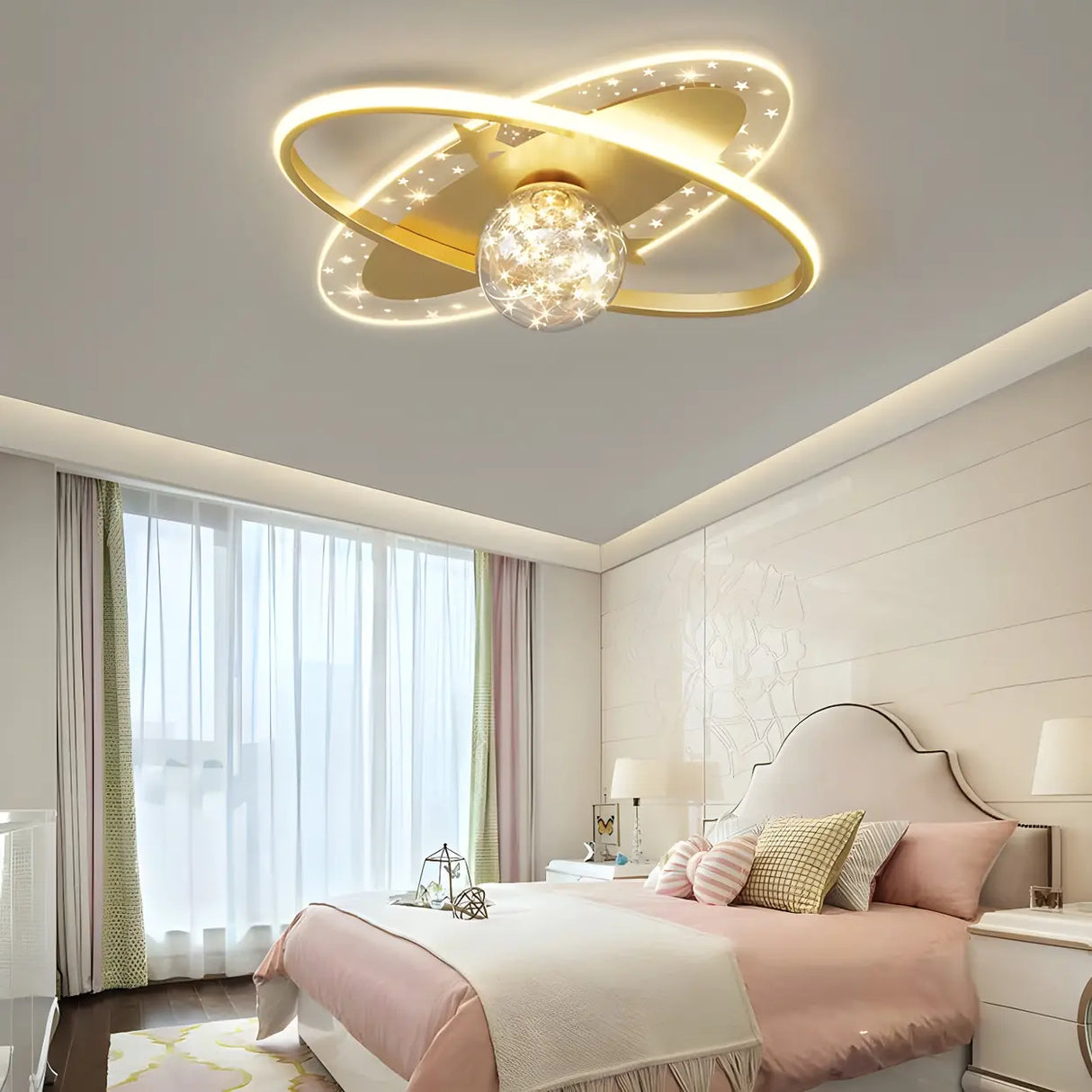 Bedroom Dreamy Star Moon LED Flush Mount Ceiling Light Image - 18