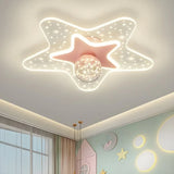 Bedroom Dreamy Star Moon LED Flush Mount Ceiling Light Image - 3