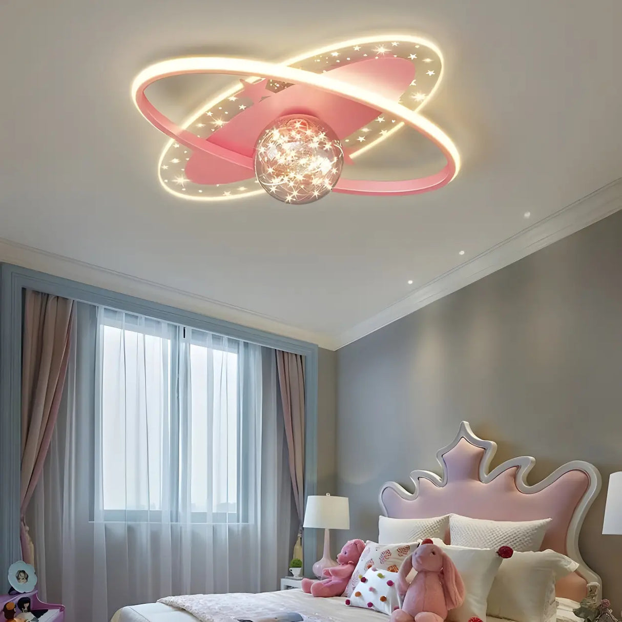 Bedroom Dreamy Star Moon LED Flush Mount Ceiling Light Image - 5