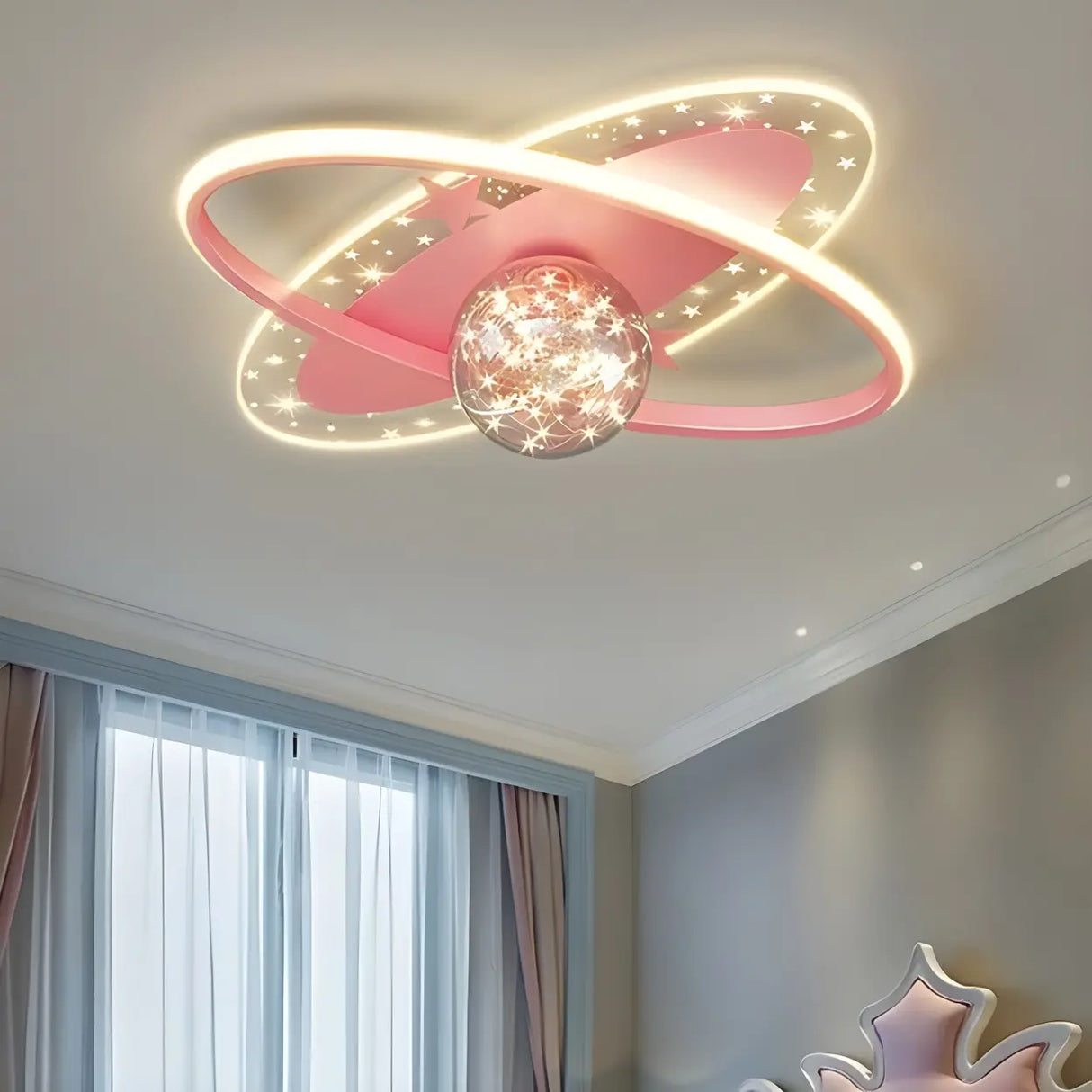 Bedroom Dreamy Star Moon LED Flush Mount Ceiling Light Image - 6