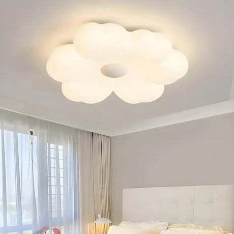 Bedroom Dreamy White Flower LED Flush Mount Light Image - 1