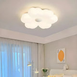 Bedroom Dreamy White Flower LED Flush Mount Light Image - 3