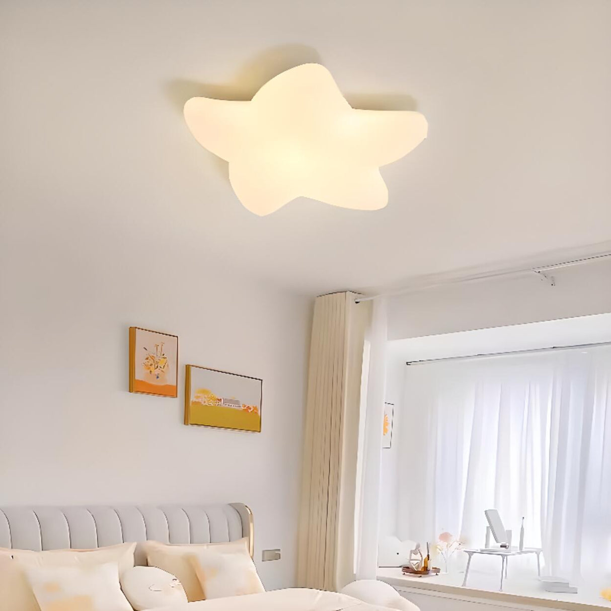 Bedroom Dreamy White Star Flush Mount Ceiling Light Image - 1