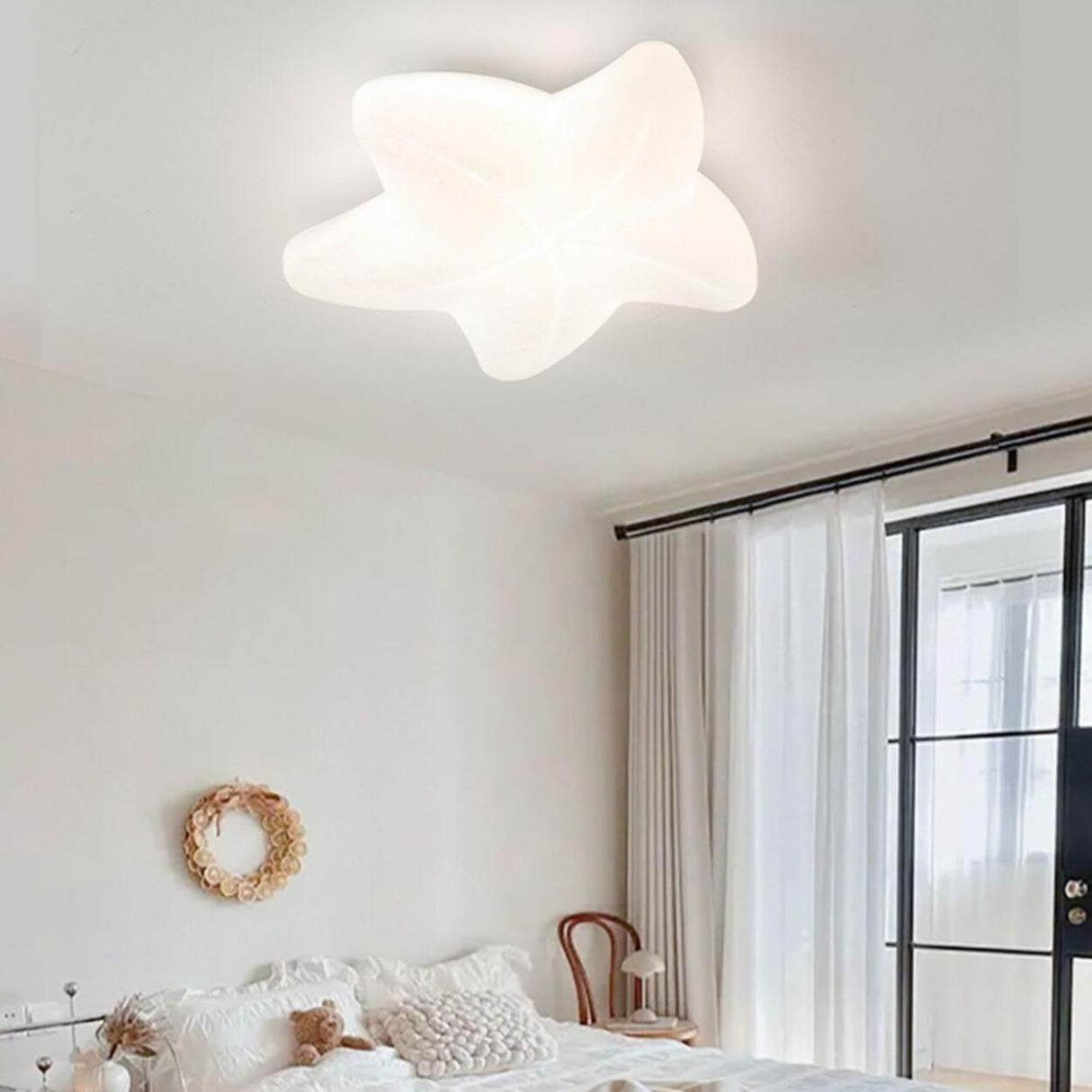 Bedroom Dreamy White Star Flush Mount Ceiling Light Image - 2