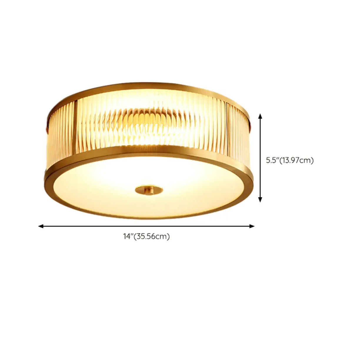 Bedroom Drum Gold Crystal Flush Mount Ceiling Light 