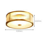 Bedroom Drum Gold Crystal Flush Mount Ceiling Light #size