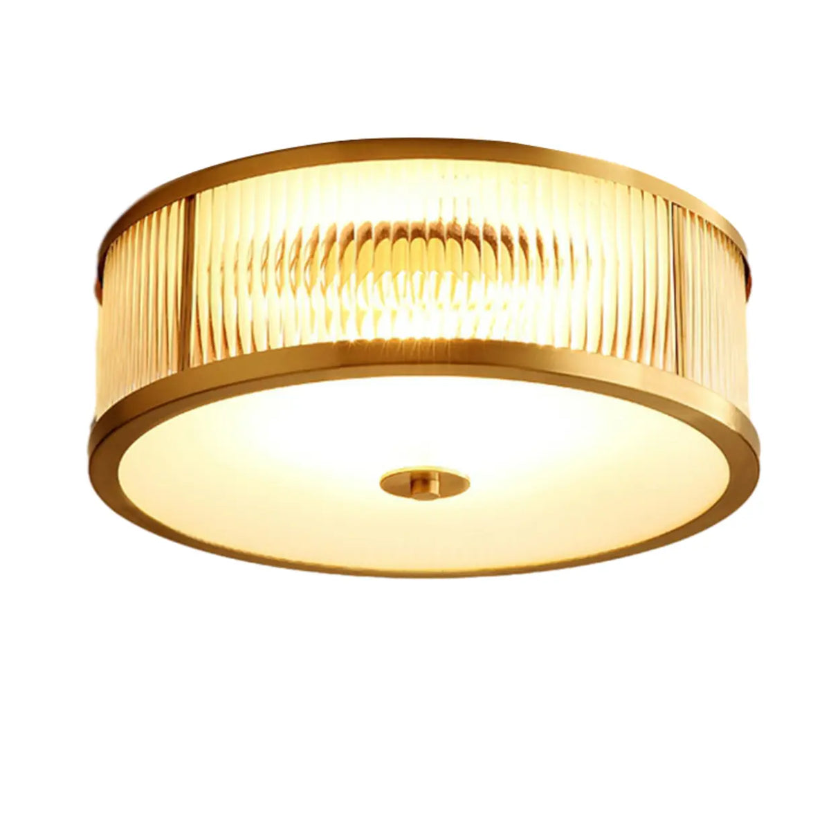 Bedroom Drum Gold Crystal Flush Mount Ceiling Light Image - 5