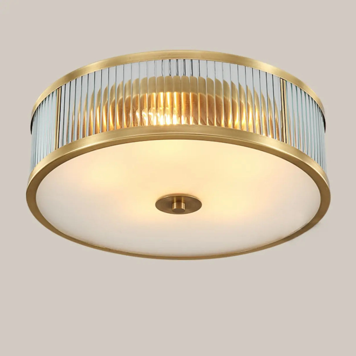 Bedroom Drum Gold Crystal Flush Mount Ceiling Light Image - 7