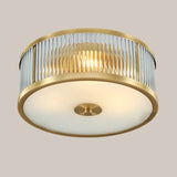 Bedroom Drum Gold Crystal Flush Mount Ceiling Light Image - 8