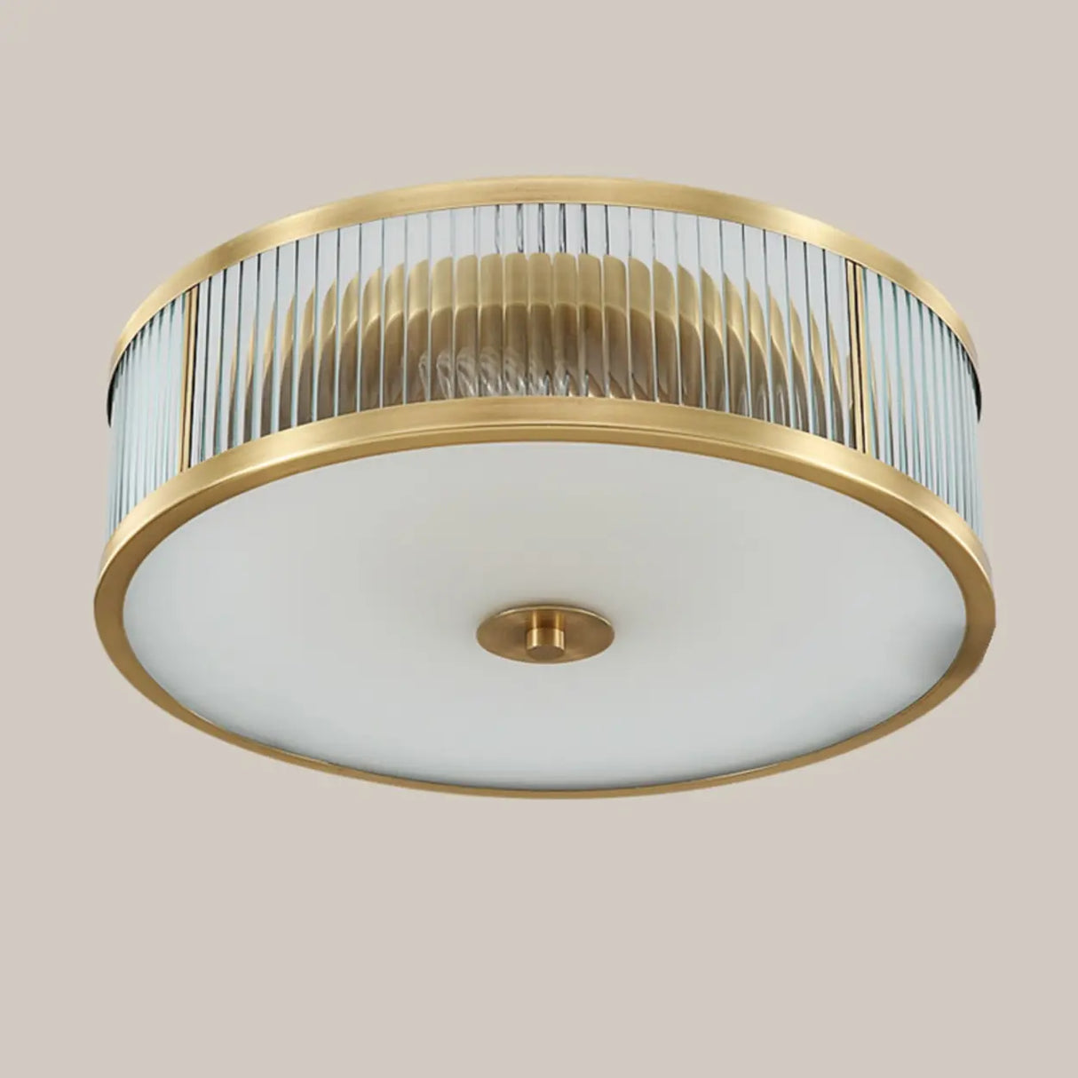 Bedroom Drum Gold Crystal Flush Mount Ceiling Light Image - 9