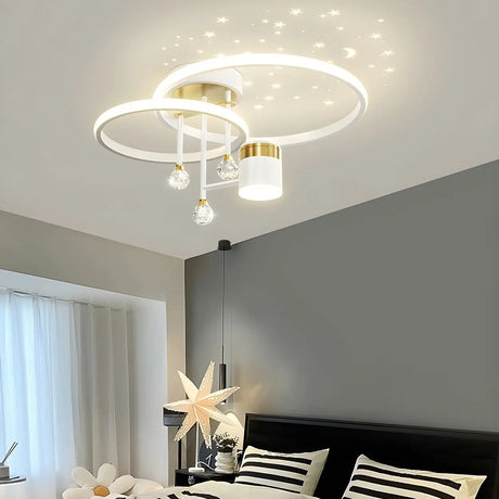 Bedroom Dual Circular Semi-Flush Mount Ceiling Light Image - 1