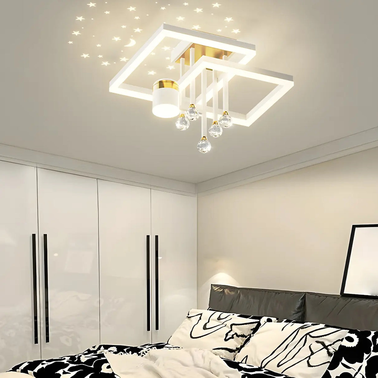 Bedroom Dual Circular Semi-Flush Mount Ceiling Light Image - 12