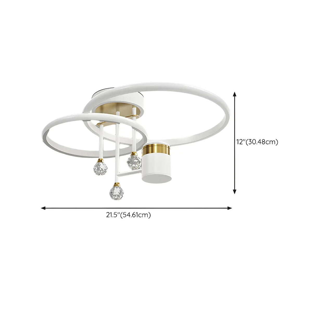 Bedroom Dual Circular Semi-Flush Mount Ceiling Light 