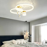 Bedroom Dual Circular Semi-Flush Mount Ceiling Light Image - 2