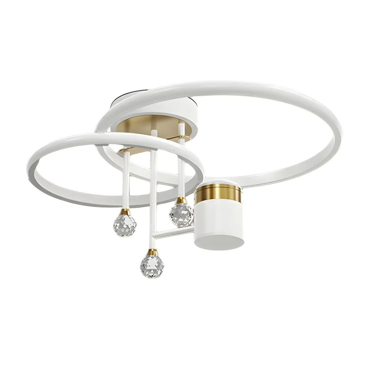 Bedroom Dual Circular Semi-Flush Mount Ceiling Light Image - 5