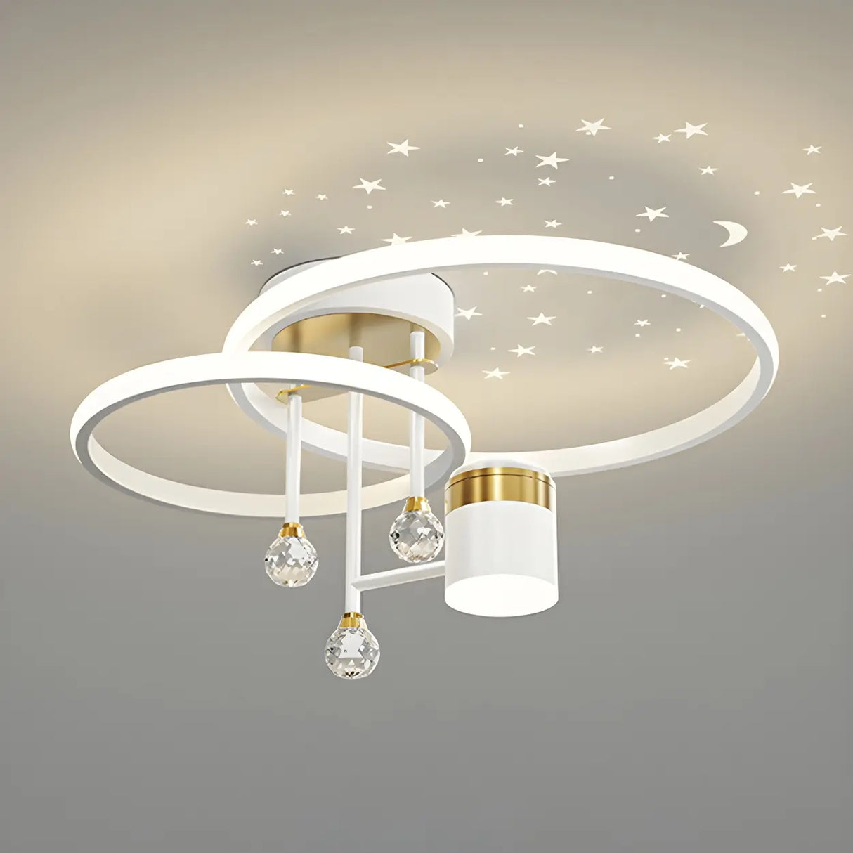 Bedroom Dual Circular Semi-Flush Mount Ceiling Light Image - 7