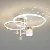 Bedroom Dual Circular Semi-Flush Mount Ceiling Light Image - 7