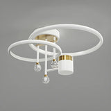 Bedroom Dual Circular Semi-Flush Mount Ceiling Light Image - 8