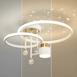 Bedroom Dual Circular Semi-Flush Mount Ceiling Light Image - 9