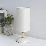 Bedroom Elegant Cylinder Fabric Green Base Table Lamp Image - 9