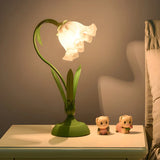 Bedroom Elegant Green Tulip Flower Glass Table Lamp Image - 1