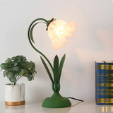 Bedroom Elegant Green Tulip Flower Glass Table Lamp Image - 15