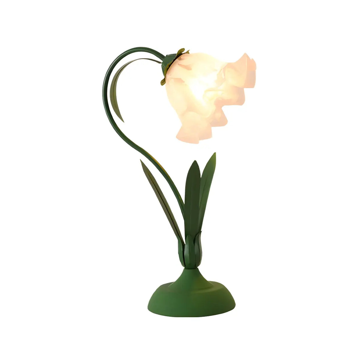 Bedroom Elegant Green Tulip Flower Glass Table Lamp Image - 7